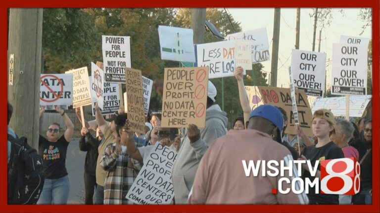 Dozens rally against data center plans for former Indianapolis drive-in
